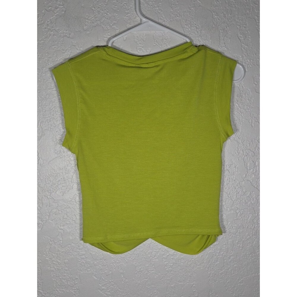 NWT Women’s Mono B Yoga Athletic Top. Size Small Cinch Sides Lime - Picture 2 of 3